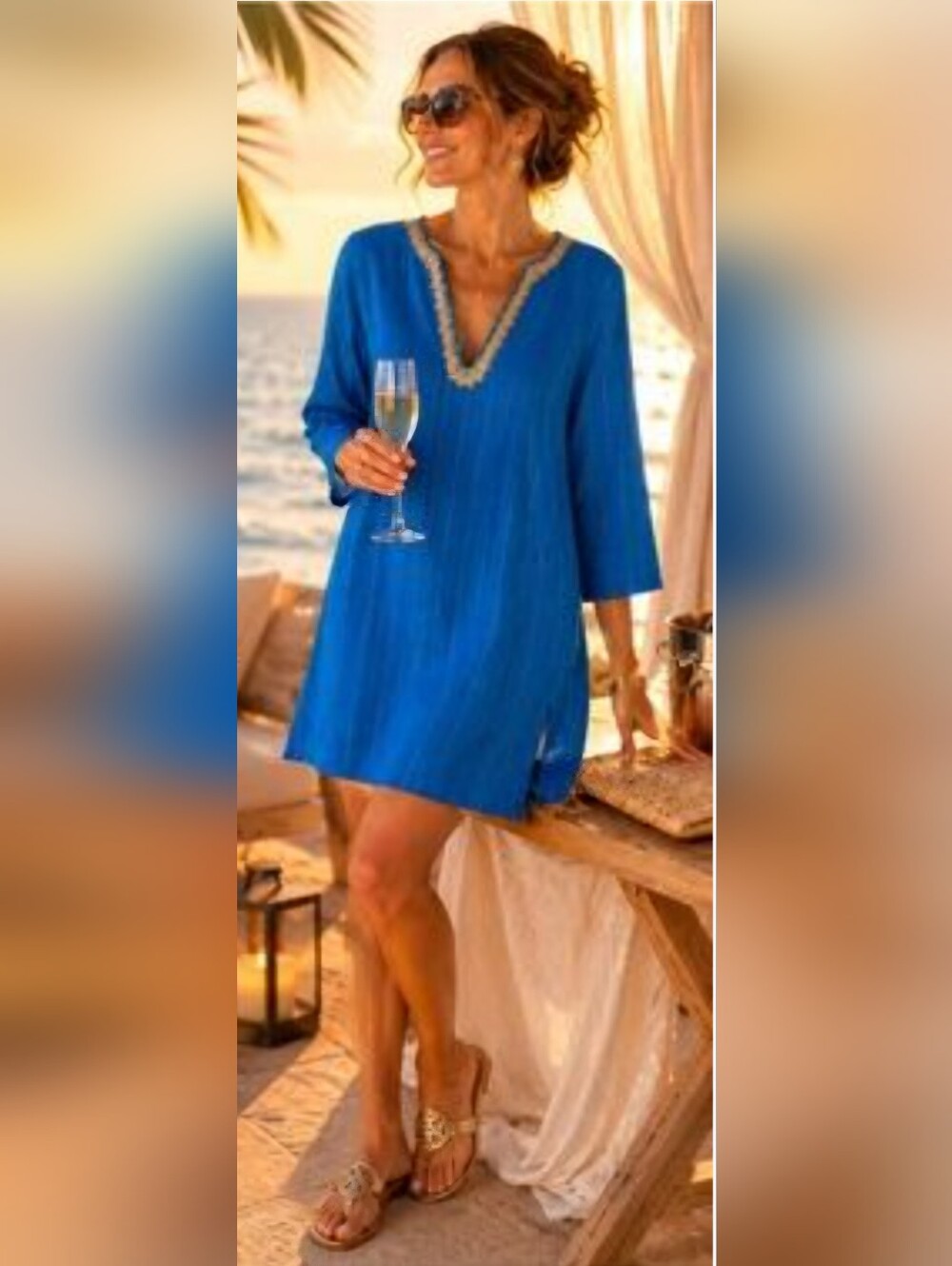 Lilly Pulitzer Royal Blue V-Neck Swim Cover-Up Dress Tunic Medium